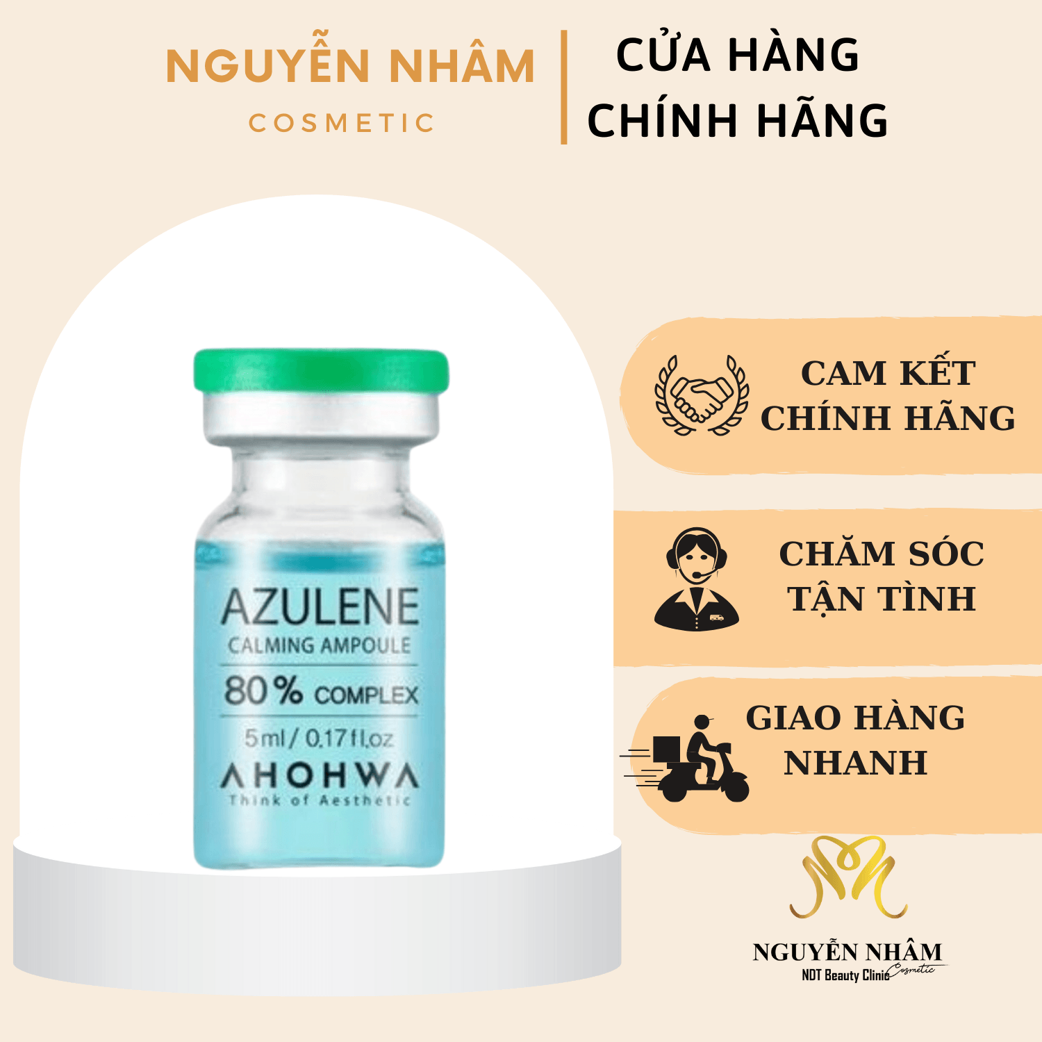 Tế Bào Gốc Phục Hồi Da AHOHAW Azulene Calming Ampoule 80% Complex  - Làm Dịu, Cấp Ẩm, Giảm Khuẩn, Lành Mụn (1 lọ 5ml)