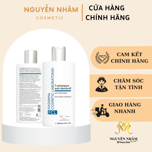 Dầu gội sạch gàu, hết ngứa và bong tróc da ​Fixderma FCL T-Shampoo – 200ml- Date 10/2024