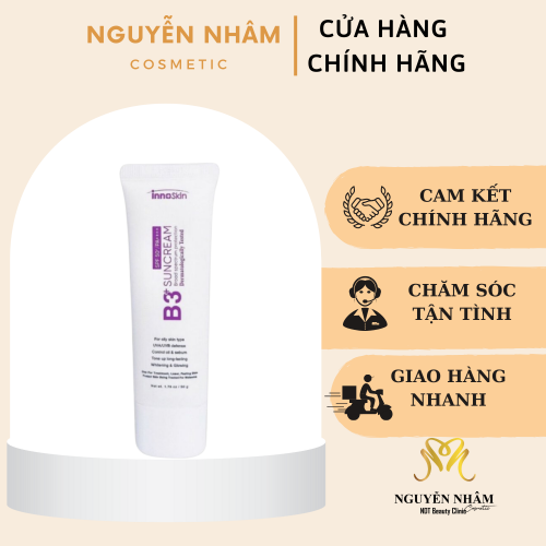 Kem Chống Nắng B3+ INNOSKIN Bản Cao Cấp 8 Màng Lọc Dành Cho Da Dầu ( Màu Tím)
