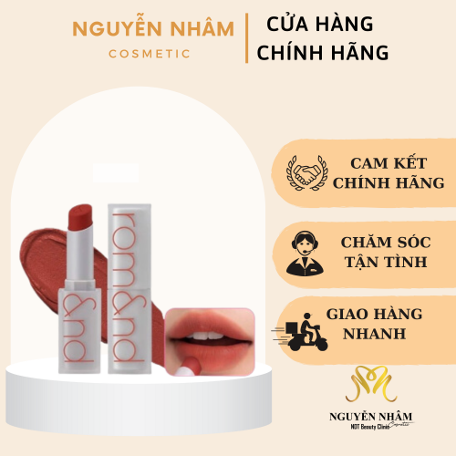 NÂU CAM SON THỎI LÌ, LÊN MÀU SIÊU XINH ROMAND NEW ZERO MATTE LIPSTICK 3G #05 EVENING