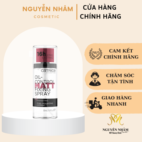 Xịt khóa nền Catrice Oil-Control Matt Fixing Spray kiềm dầu và cố định lớp makeup 50ml