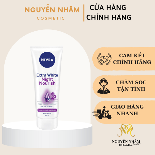 Serum dưỡng thể trắng da ban đêm Nivea Extra White Night Nourish 200ml-Date 10/2024