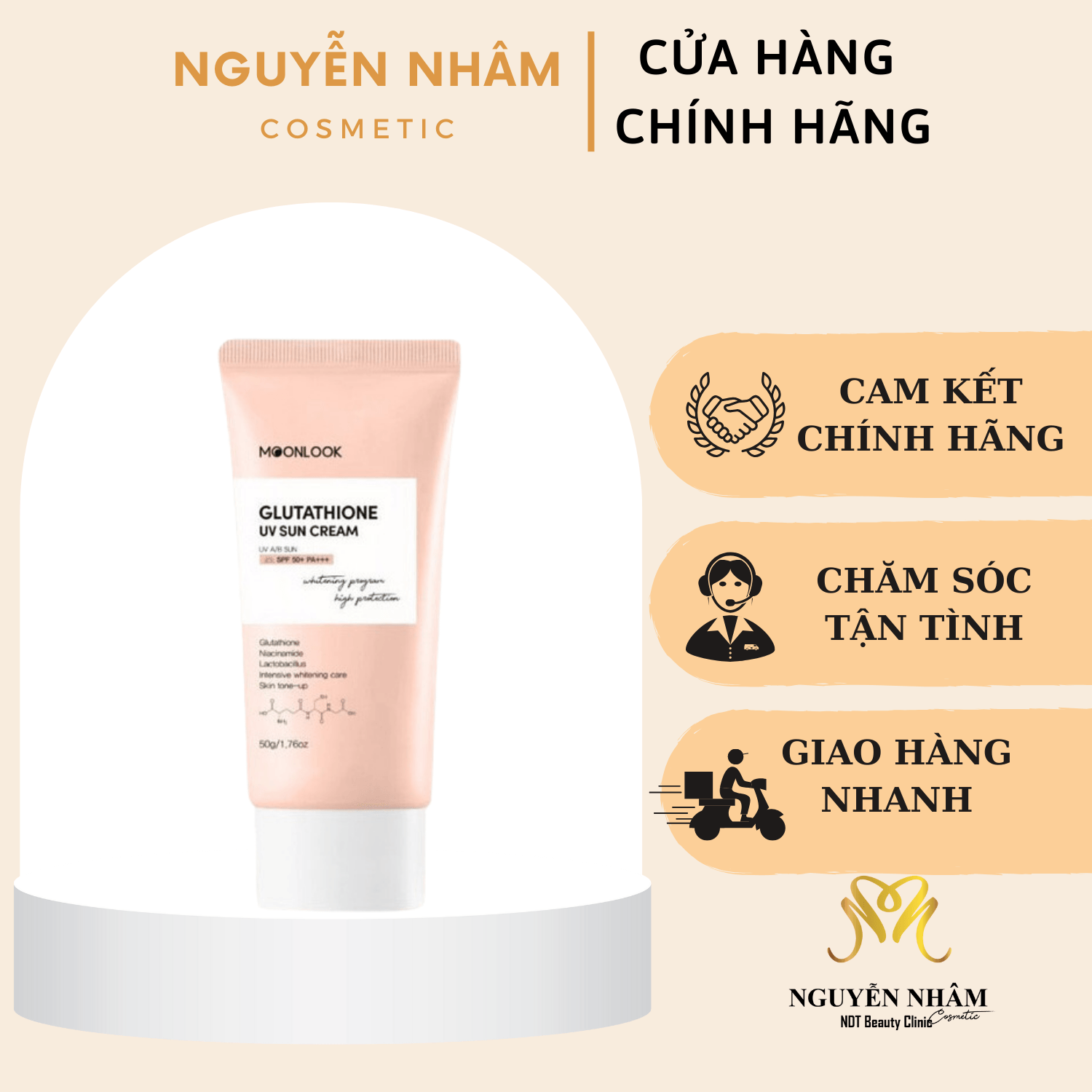 moonlook glutathione uv sun cream From The Skin Collagen Cream, SPF 50 PA++++, 50ml, Korean Beauty and repair irritated or damaged skin Kem Chng Nng Dng Trng